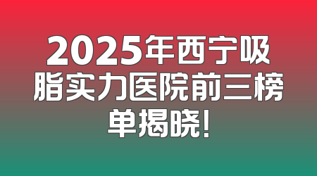 2025年西宁吸脂实力医院前三榜单揭晓！