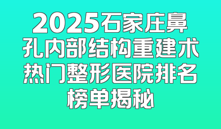 2025石家庄鼻孔内部结构重建术热门整形医院排名榜单揭秘