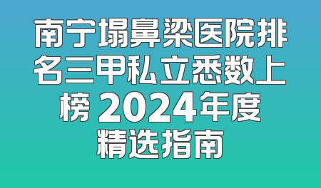 南宁塌鼻梁医院排名三甲私立悉数上榜 2024年度精选指南