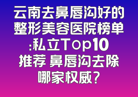 云南去鼻唇沟好的整形美容医院榜单：私立Top10推荐 鼻唇沟去除哪家权威？