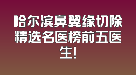 哈尔滨鼻翼缘切除精选名医榜前五医生！