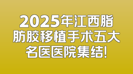 2025年江西脂肪胶移植手术五大名医医院集结！
