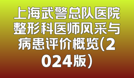 上海武警总队医院整形科医师风采与病患评价概览（2024版）