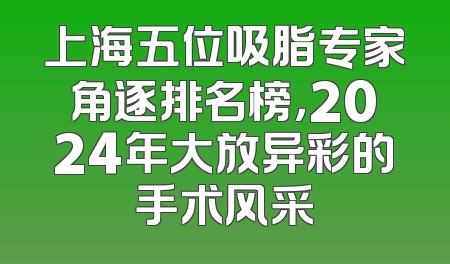 上海五位吸脂专家角逐排名榜，2024年大放异彩的手术风采