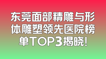 东莞面部精雕与形体雕塑领先医院榜单TOP3揭晓！