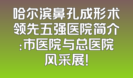 哈尔滨鼻孔成形术领先五强医院简介：市医院与总医院风采展！