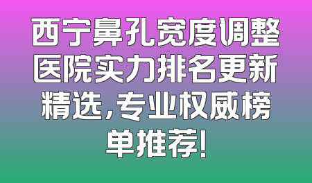 西宁鼻孔宽度调整医院实力排名更新精选，专业权威榜单推荐！