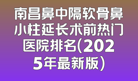 南昌鼻中隔软骨鼻小柱延长术前热门医院排名（2025年最新版）