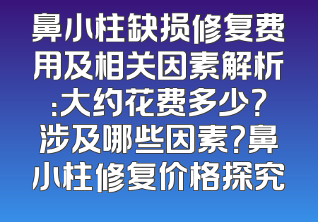 鼻小柱缺损修复费用及相关因素解析：大约花费多少？涉及哪些因素？鼻小柱修复价格探究