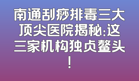 南通刮痧排毒三大顶尖医院揭秘：这三家机构独占鳌头！