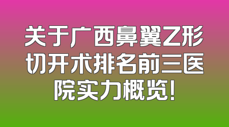 关于广西鼻翼Z形切开术排名前三医院实力概览！