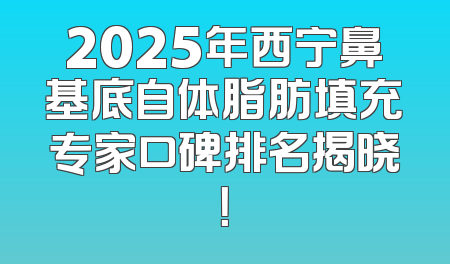 2025年西宁鼻基底自体脂肪填充专家口碑排名揭晓！