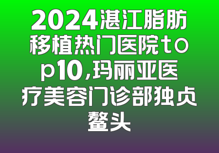 2024湛江脂肪移植热门医院top10，玛丽亚医疗美容门诊部独占鳌头