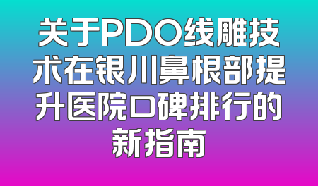 关于PDO线雕技术在银川鼻根部提升医院口碑排行的新指南