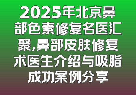 2025年北京鼻部色素修复名医汇聚，鼻部皮肤修复术医生介绍与吸脂成功案例分享