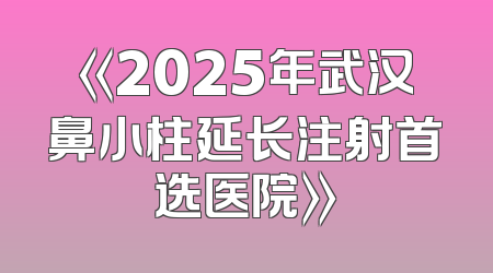 《2025年武汉鼻小柱延长注射首选医院》