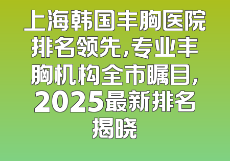 上海韩国丰胸医院排名领先，专业丰胸机构全市瞩目，2025最新排名揭晓