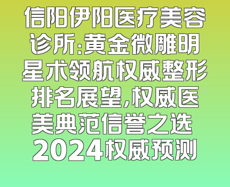 信阳伊阳医疗美容诊所：黄金微雕明星术领航权威整形排名展望，权威医美典范信誉之选 2024权威预测