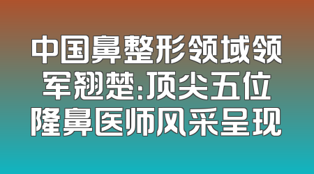 中国鼻整形领域领军翘楚：顶尖五位隆鼻医师风采呈现
