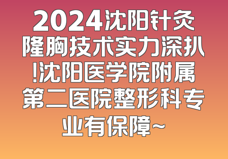 2024沈阳针灸隆胸技术实力深扒！沈阳医学院附属第二医院整形科专业有保障~