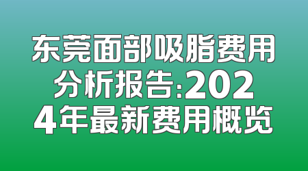 东莞面部吸脂费用分析报告：2024年最新费用概览