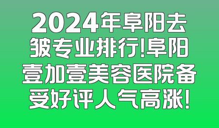 2024年阜阳去皱专业排行！阜阳壹加壹美容医院备受好评人气高涨！