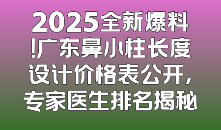 2025全新爆料！广东鼻小柱长度设计价格表公开，专家医生排名揭秘