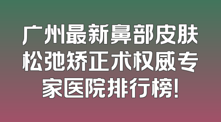 广州最新鼻部皮肤松弛矫正术权威专家医院排行榜！