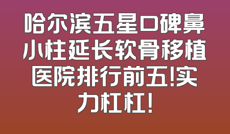 哈尔滨五星口碑鼻小柱延长软骨移植医院排行前五！实力杠杠！