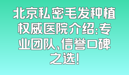 北京私密毛发种植权威医院介绍：专业团队、信誉口碑之选！
