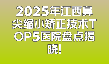 2025年江西鼻尖缩小矫正技术TOP5医院盘点揭晓！
