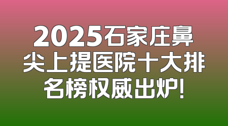 2025石家庄鼻尖上提医院十大排名榜权威出炉！