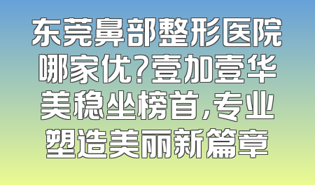 东莞鼻部整形医院哪家优？壹加壹华美稳坐榜首，专业塑造美丽新篇章