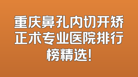 重庆鼻孔内切开矫正术专业医院排行榜精选！