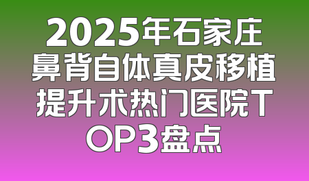 2025年石家庄鼻背自体真皮移植提升术热门医院TOP3盘点