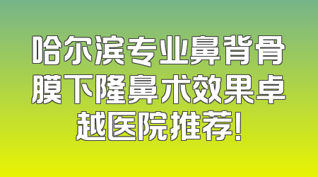哈尔滨专业鼻背骨膜下隆鼻术效果卓越医院推荐！