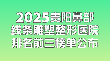 2025贵阳鼻部线条雕塑整形医院排名前三榜单公布