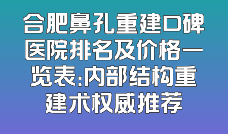 合肥鼻孔重建口碑医院排名及价格一览表：内部结构重建术权威推荐