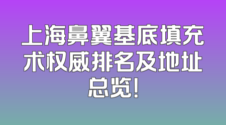 上海鼻翼基底填充术权威排名及地址总览！