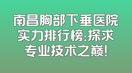 南昌胸部下垂医院实力排行榜：探求专业技术之巅！