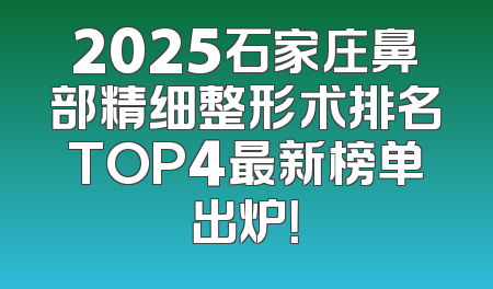 2025石家庄鼻部精细整形术排名TOP4最新榜单出炉！