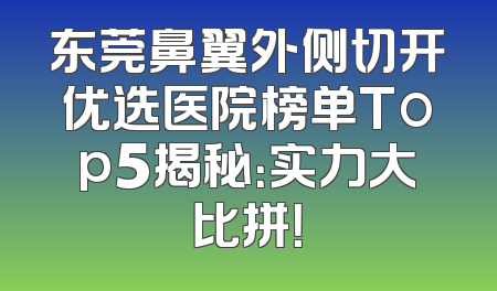 东莞鼻翼外侧切开优选医院榜单Top5揭秘：实力大比拼！