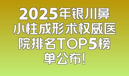 2025年银川鼻小柱成形术权威医院排名TOP5榜单公布！