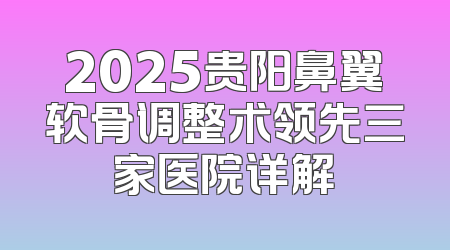 2025贵阳鼻翼软骨调整术领先三家医院详解