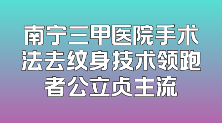 南宁三甲医院手术法去纹身技术领跑者公立占主流
