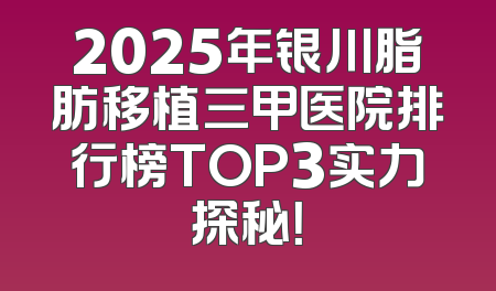 2025年银川脂肪移植三甲医院排行榜TOP3实力探秘！
