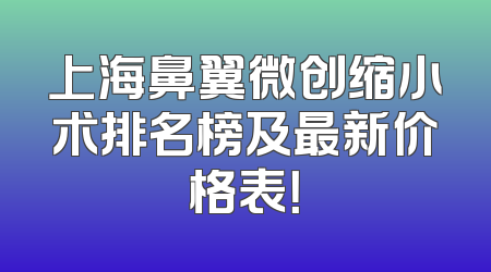 上海鼻翼微创缩小术排名榜及最新价格表！