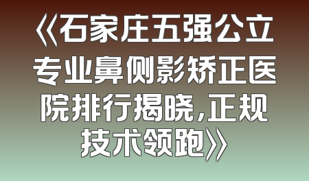 《石家庄五强公立专业鼻侧影矫正医院排行揭晓，正规技术领跑》