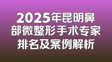 2025年昆明鼻部微整形手术专家排名及案例解析