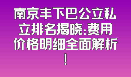 南京丰下巴公立私立排名揭晓：费用价格明细全面解析！